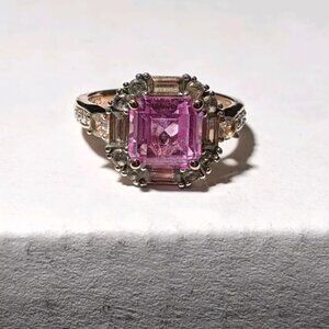 RG Over Silver Lab-Created Pink & White Sapphire Cushion-Cut Ring - Size 7